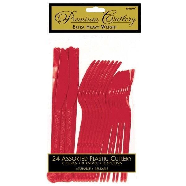 Buy Plasticware Plastic Assorted Cutlery - Apple Red 24/pkg. sold at Party Expert