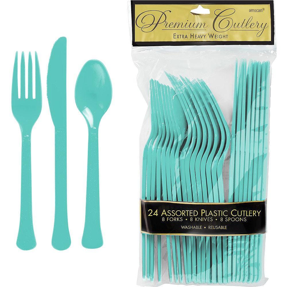 Buy Plasticware Plastic Assorted Cutlery - Robin's Egg Blue 24/pkg. sold at Party Expert