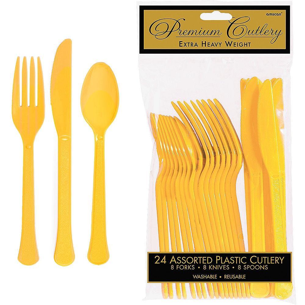 Plastic Assorted Cutlery Yellow Sunshine 24/pkg. Party Expert