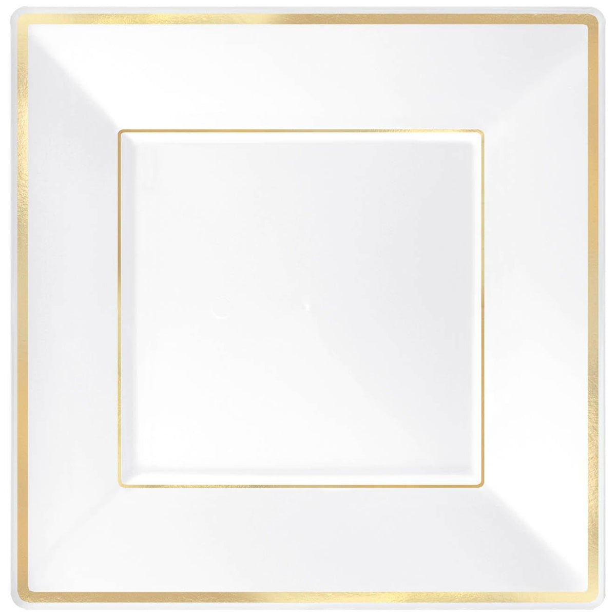 Buy Plasticware Plates 10 In. Square - White with Gold sold at Party Expert