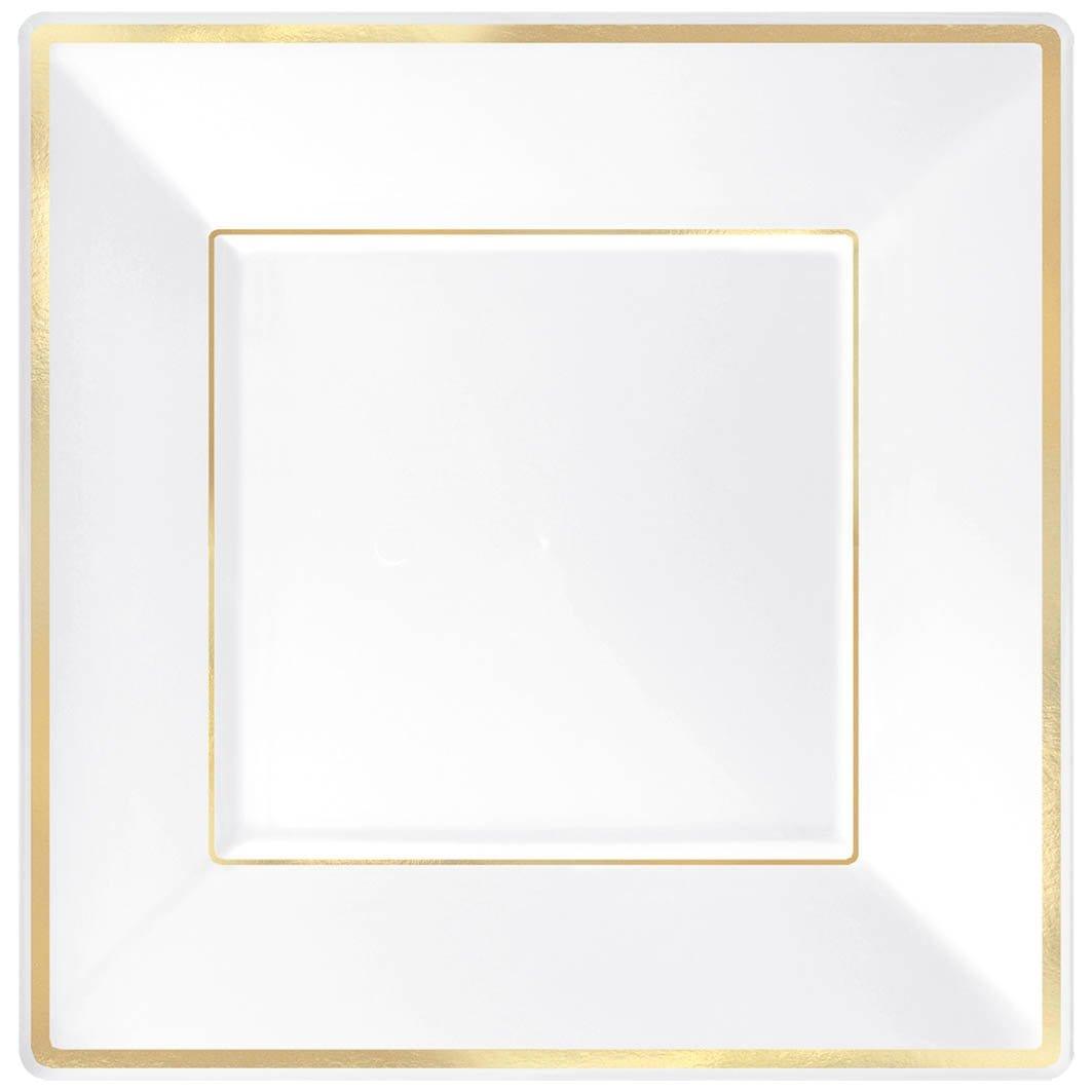 Amscan Square Plastic Plates - Cream With Gold Trim, 7.25 Inch, 8 Count - View #4