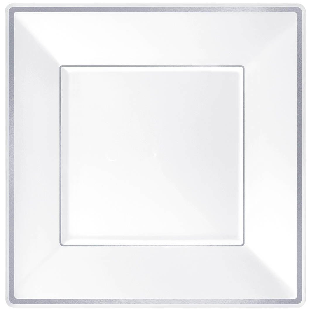 Buy Plasticware Plates 7 1/4 In. - Wht W/slvr 8/pkg. sold at Party Expert