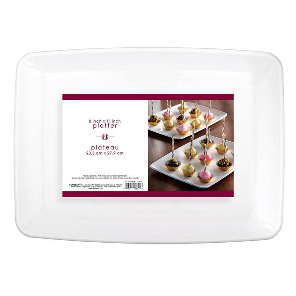 Buy Plasticware Rectangular Serving Tray - White 8 X 11 In sold at Party Expert