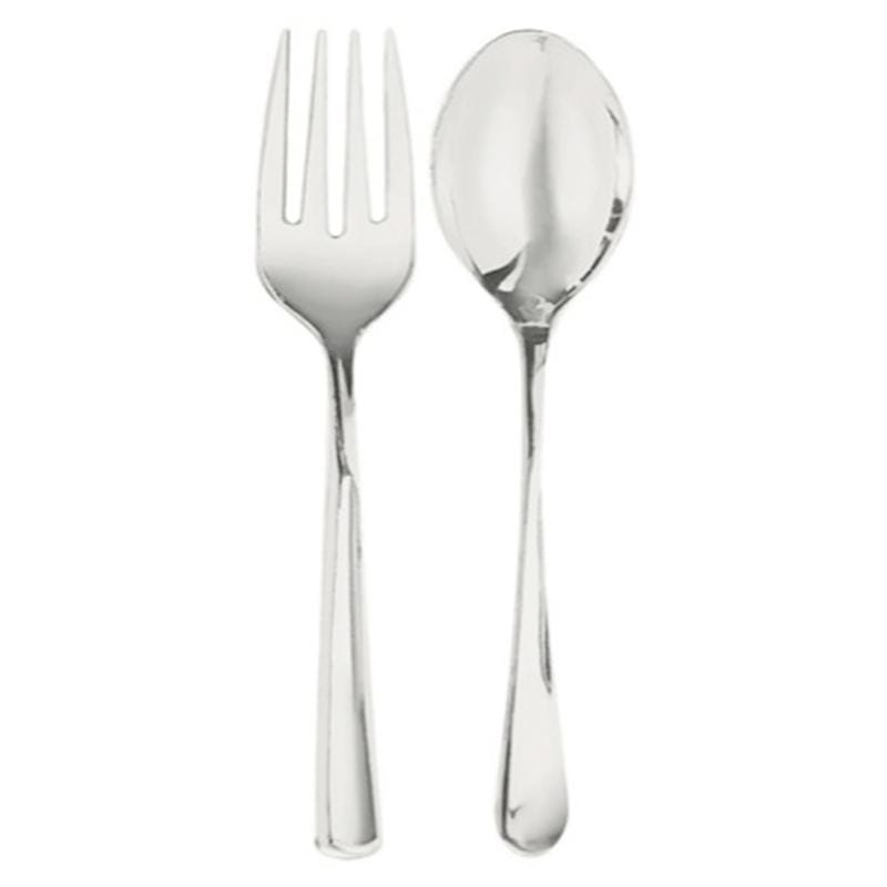 Buy Plasticware Serving Fork & Spoon 4/pkg - Silver sold at Party Expert