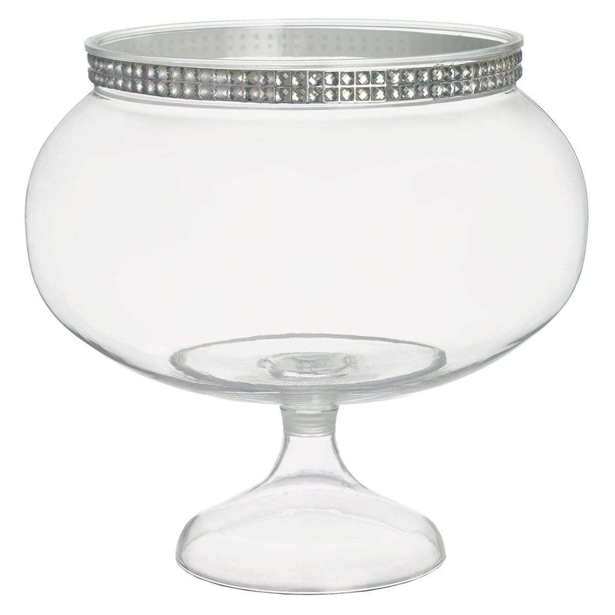 Buy Plasticware Short Pedestal Jar with Silver Gems sold at Party Expert
