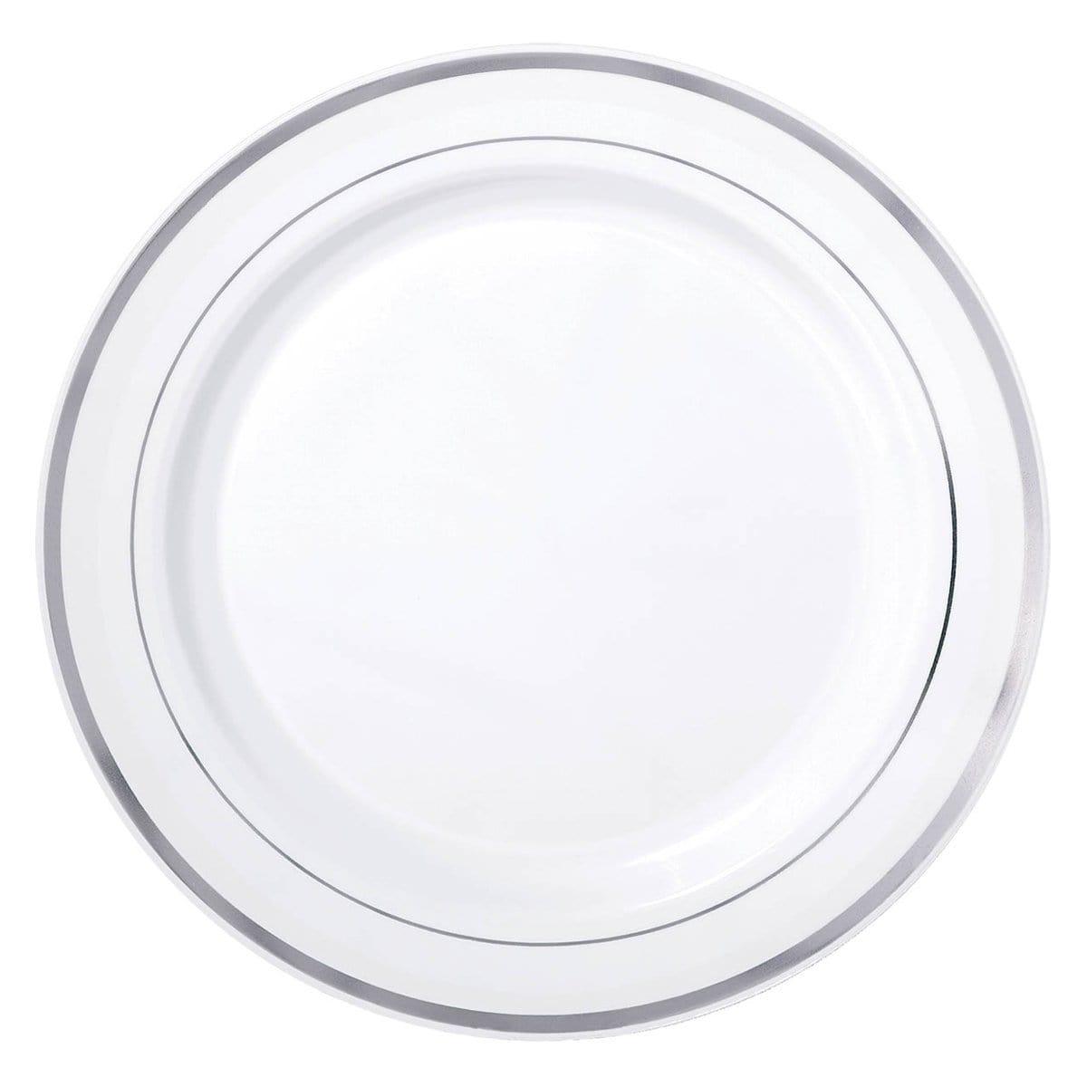 Buy Plasticware White Tray With Silver Trim 12/pkg sold at Party Expert
