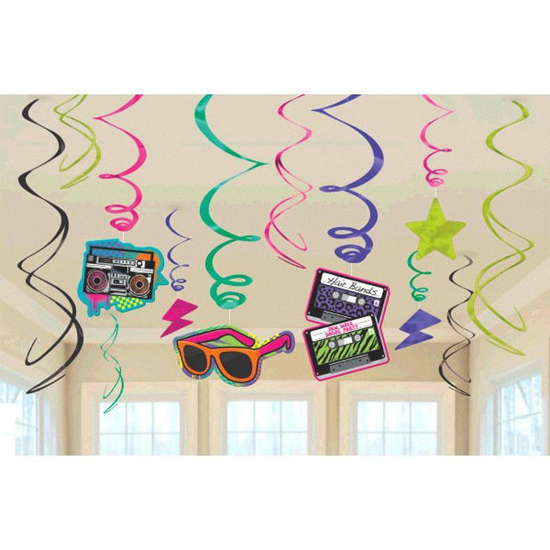 Buy Theme Party 80's Swirl Decorations, 12 per Package sold at Party Expert