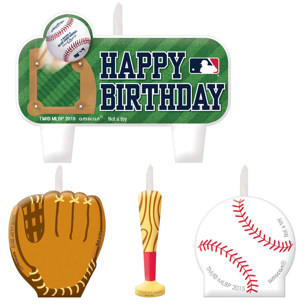 AMSCAN CA Theme Party Baseball Candle Set, 4 Count