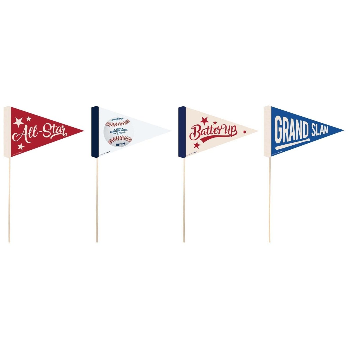 AMSCAN CA Theme Party Baseball Small Pennants Set, 4 Count