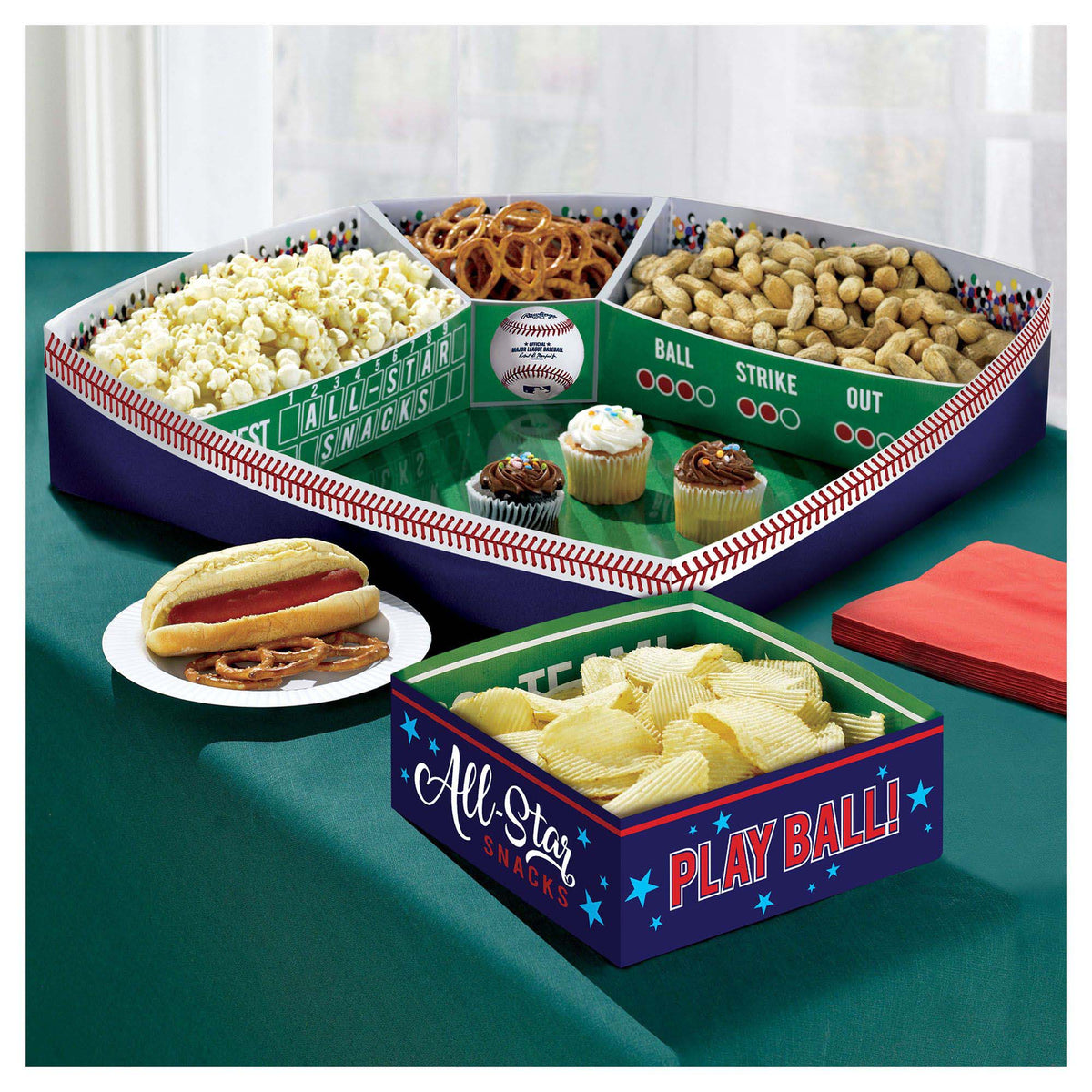 AMSCAN CA Theme Party Baseball Snack Stadium, 19 x 19 Inches, 1 Count