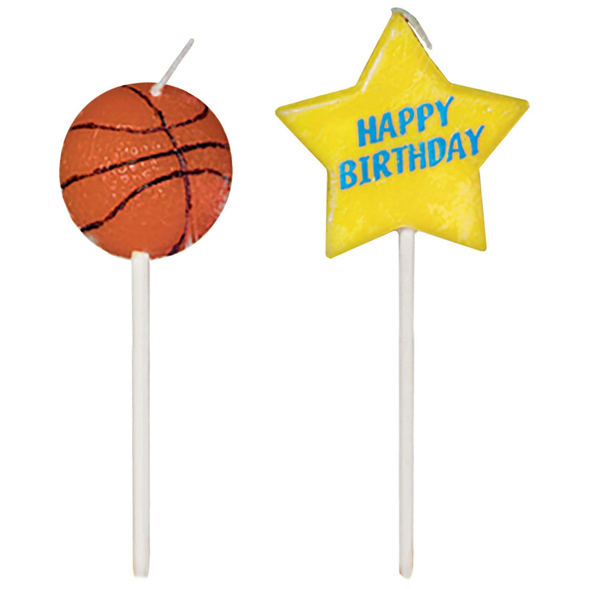 AMSCAN CA Theme Party Basketball Cake Candles, 3 Inches, 6 Count