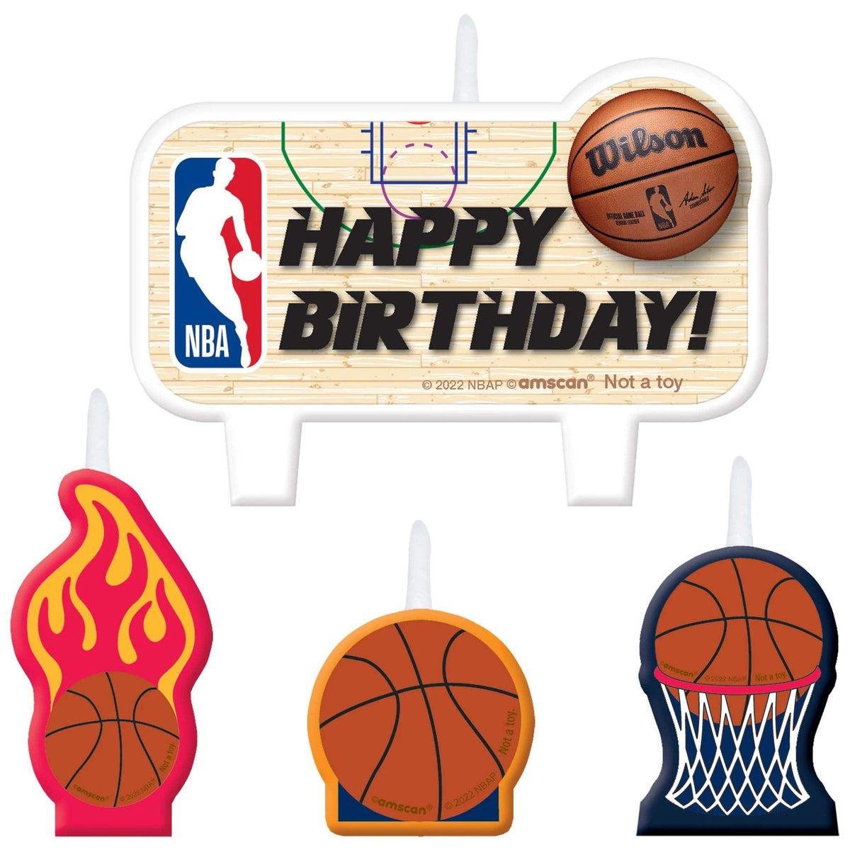 AMSCAN CA Theme Party Basketball NBA Candle Set, 4 Count