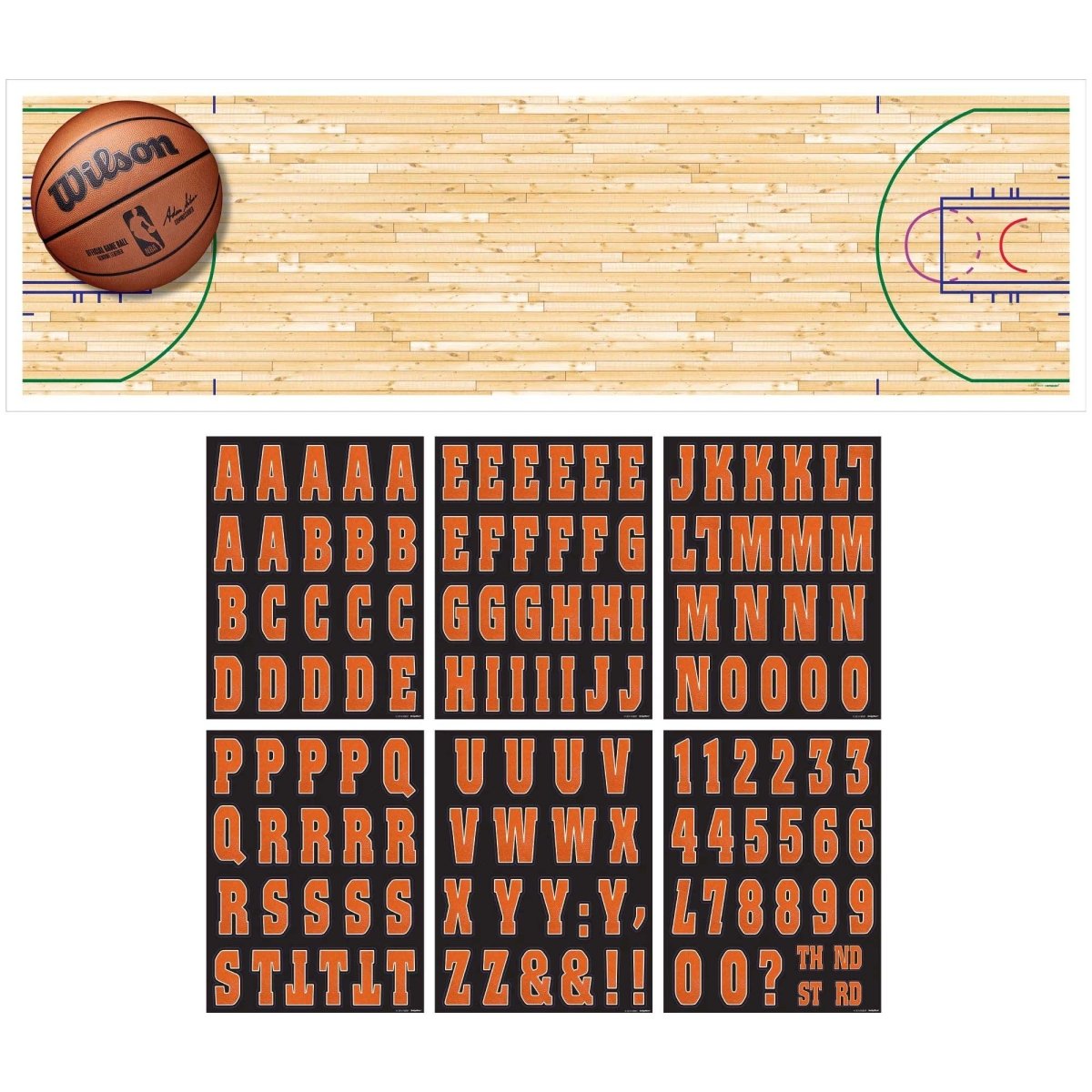 AMSCAN CA Theme Party Basketball NBA Giant Customizable Letter Banner, 65 x 20 Inches, 1 Count