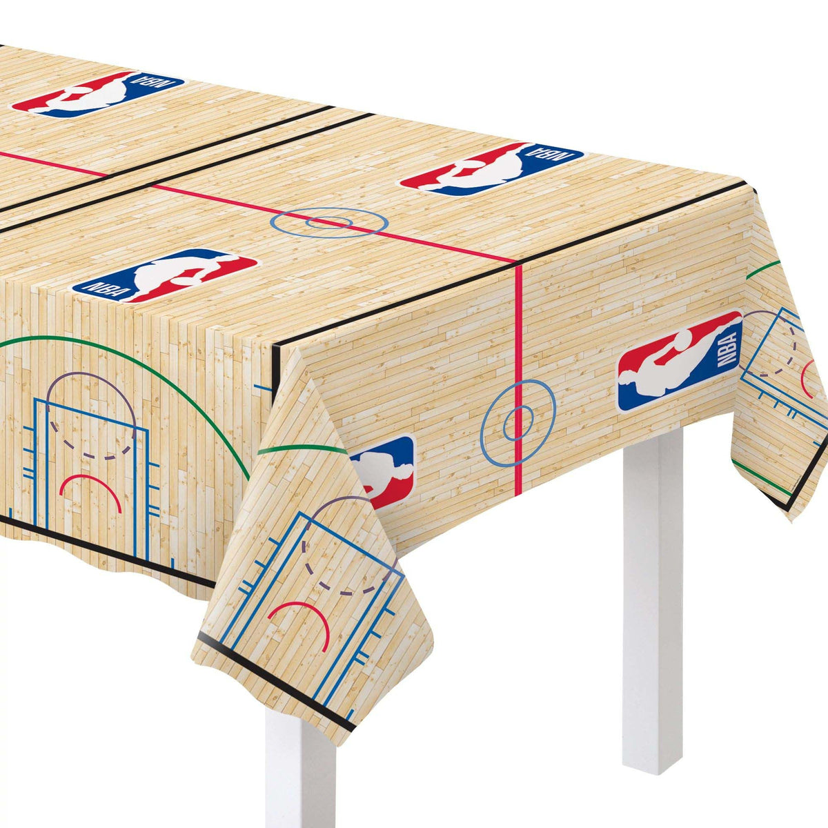 AMSCAN CA Theme Party Basketball NBA Rectangular Plastic Table Cover, 1 Count