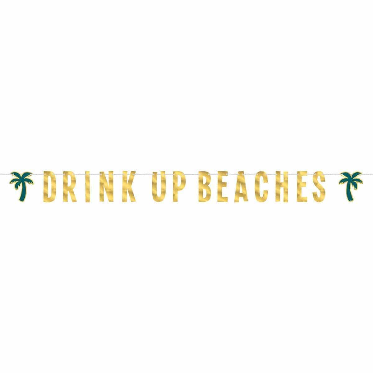 AMSCAN CA Theme Party "Drink Up Beaches" Letter Banner, 7" x 12', Gold