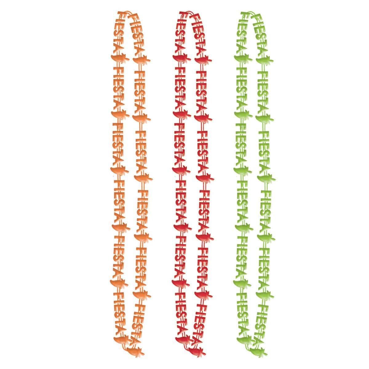 AMSCAN CA Theme Party Fiesta Necklaces, Orange, Red and Green, 6 Count