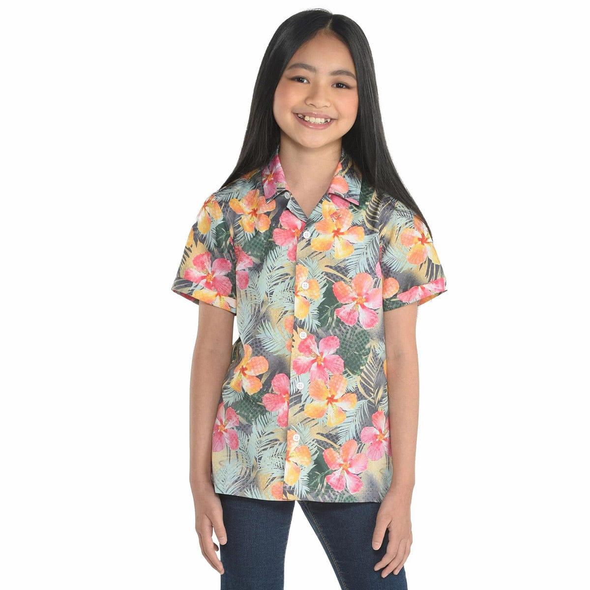 AMSCAN CA Theme Party Floral Hawaiian Shirt for Kids, Orange and Pink