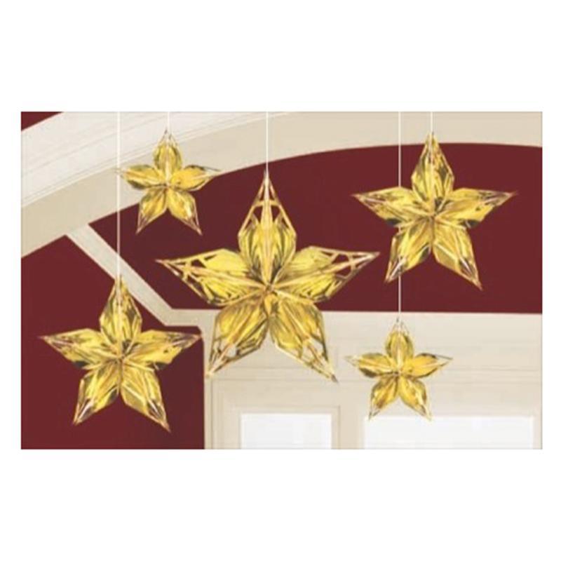 Buy Theme Party Glitz & Glam Metallic Star Decorations, 5 per Package sold at Party Expert