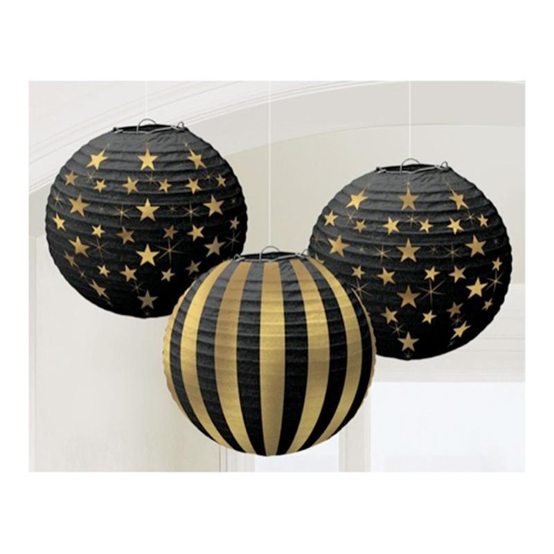Buy Theme Party Glitz & Glam Paper Lanterns, 3 per Package sold at Party Expert