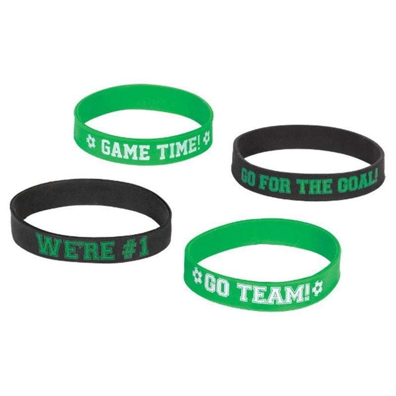 Buy Theme Party Goal Getter Rubber Bracelets, 8 per Package sold at Party Expert