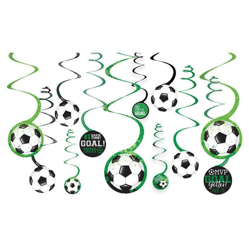 Buy Theme Party Goal Getter Swirl Decorations, 12 per Package sold at Party Expert