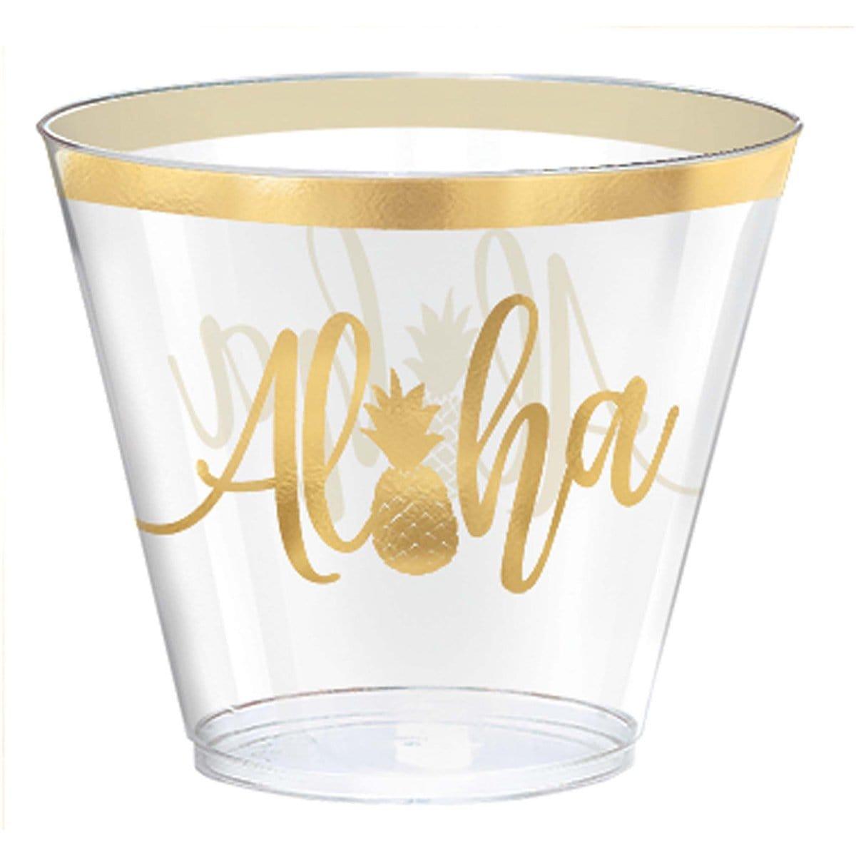 Buy Theme Party Gold Aloha Plastic Tumblers, 30 per Package sold at Party Expert