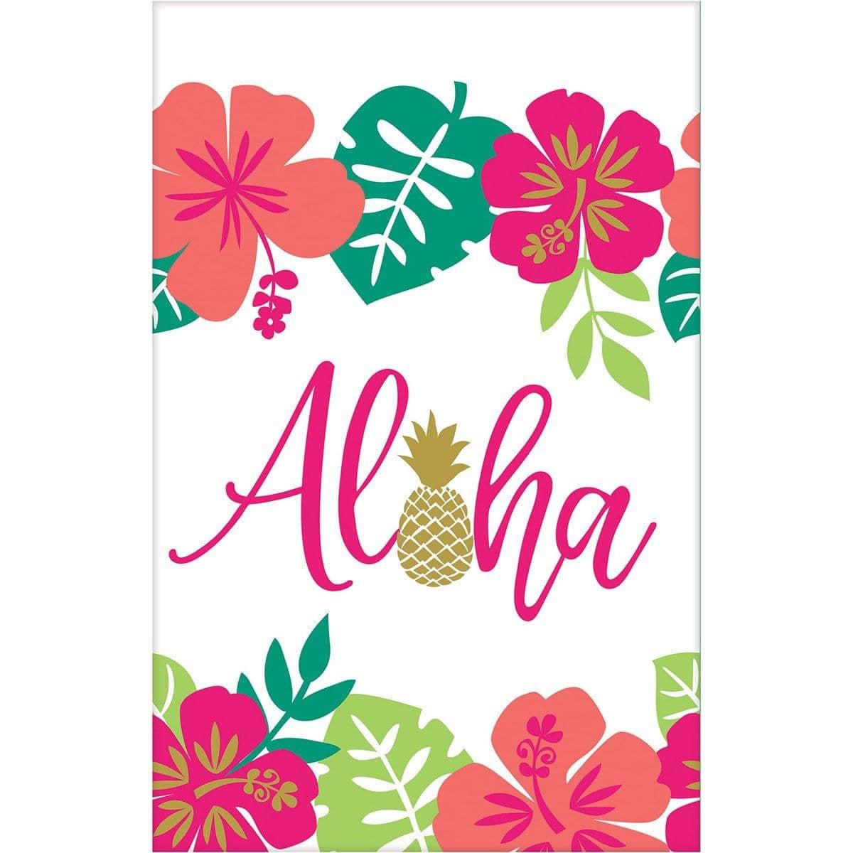 Buy Theme Party Gold Aloha Tablecover sold at Party Expert