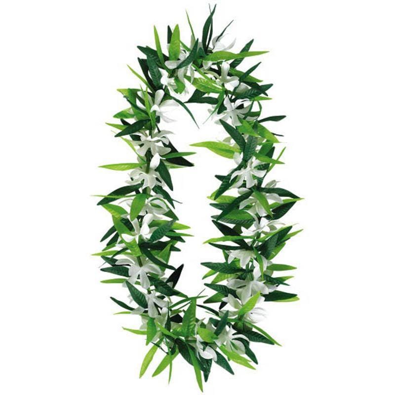 Buy Theme Party Green Leaf Lei Necklace, 40 Inches sold at Party Expert