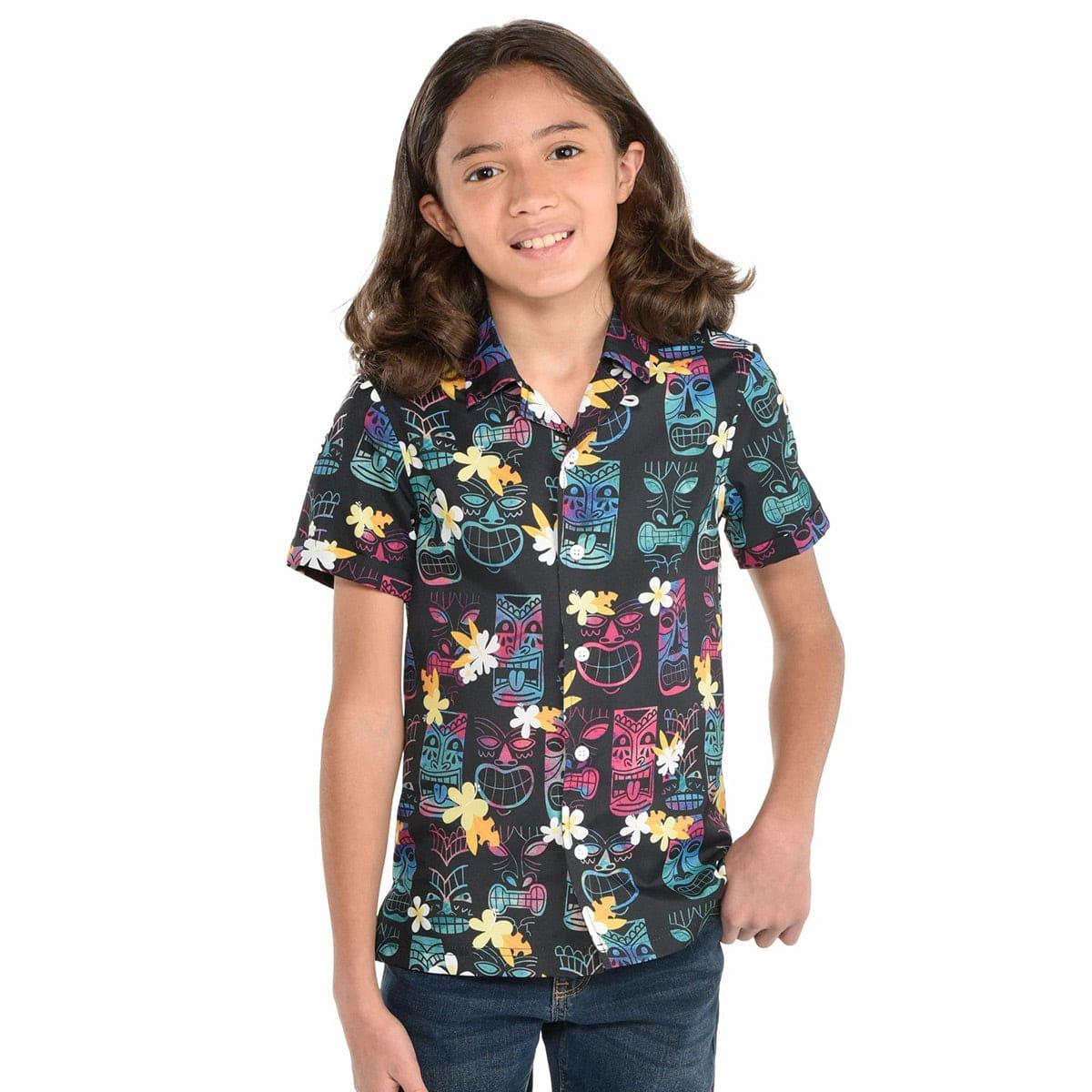 AMSCAN CA Theme Party Hawaiian Tiki Shirt for Kids, Black and Multicolour