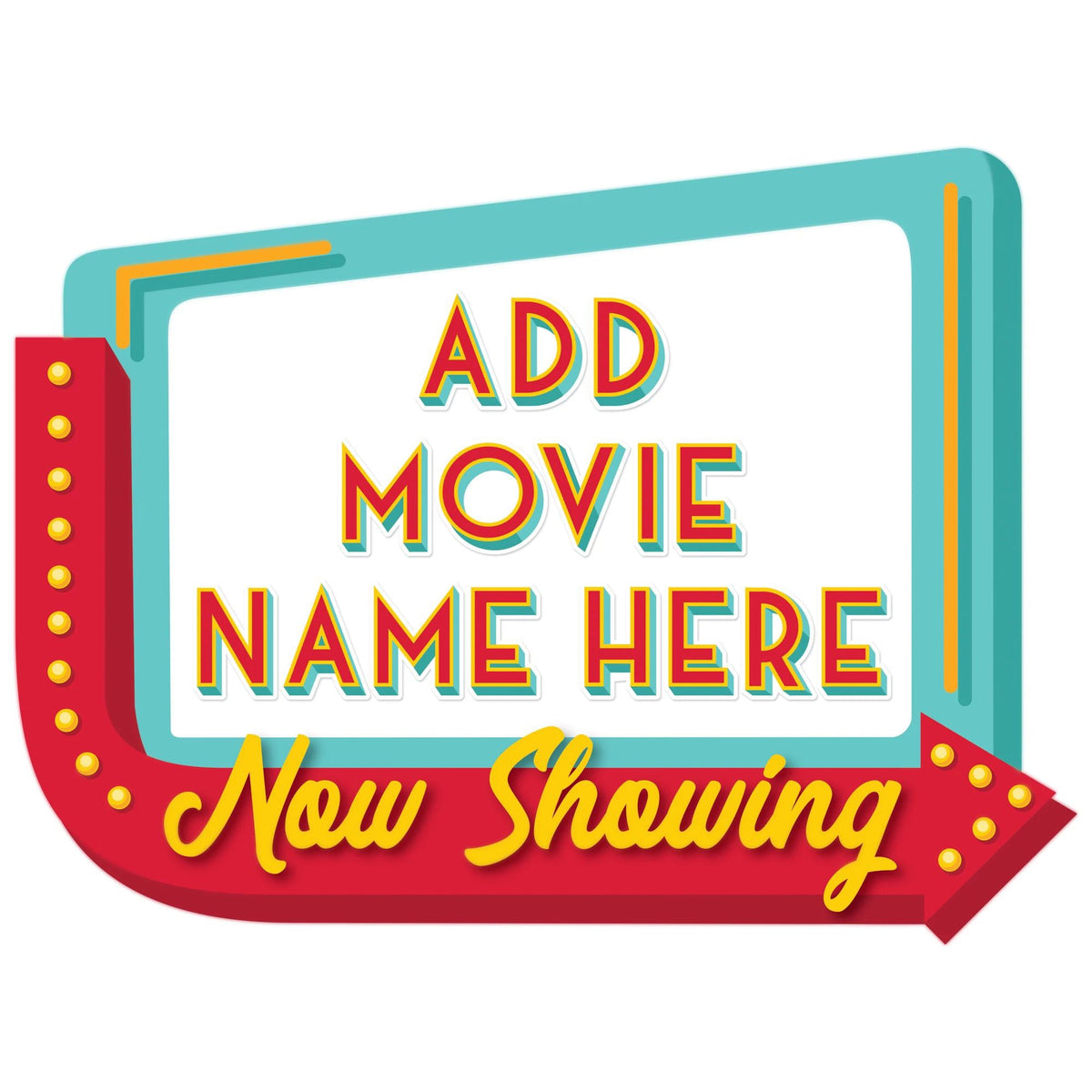 AMSCAN CA Theme Party Movie Night Customizable Sign, 10.5 x 14 Inches, 1 Count