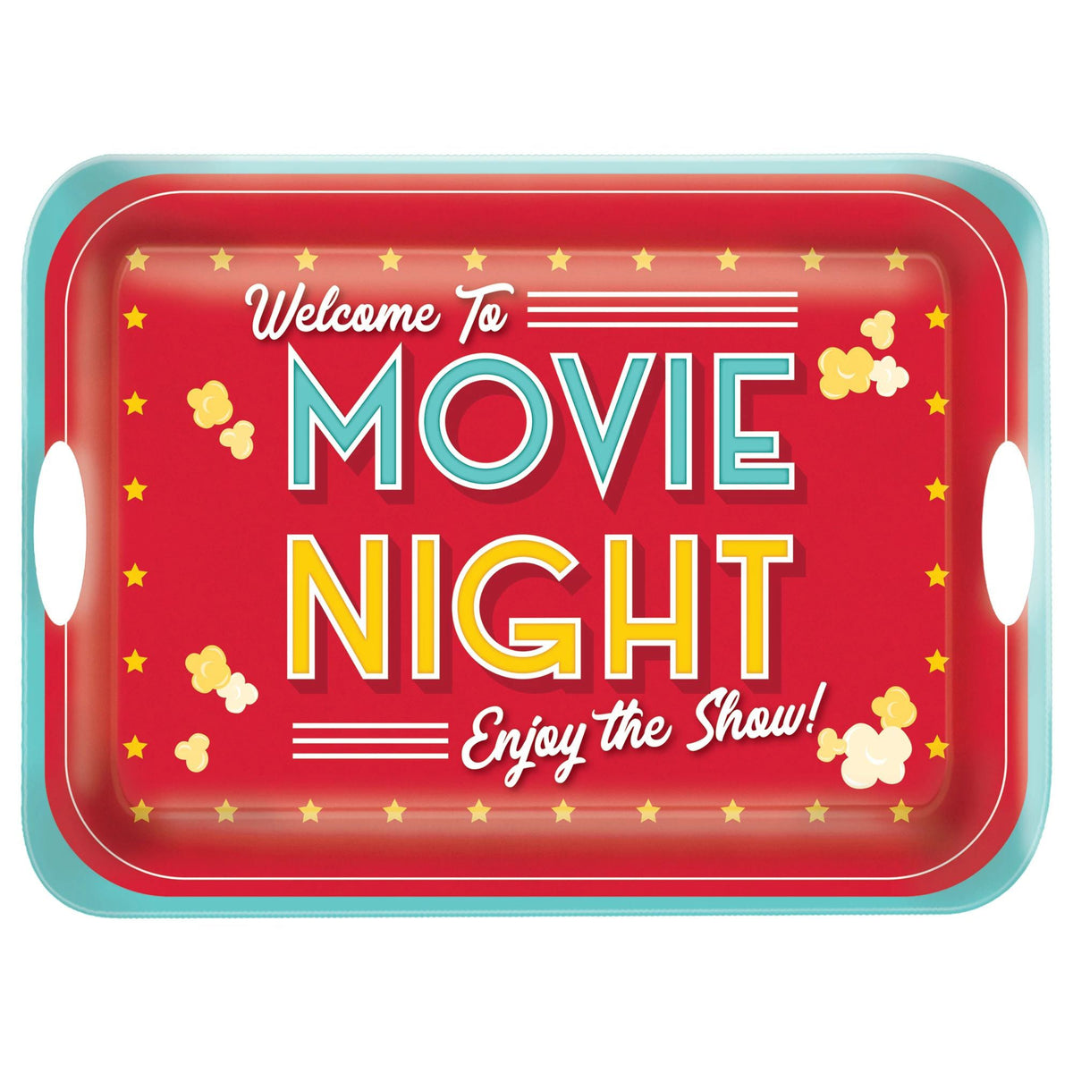 AMSCAN CA Theme Party Movie Night Plastic Handle Tray, 14.5 x 20 Inches, 1 Count