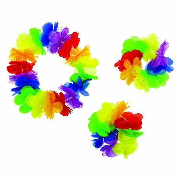 Buy Theme Party Multicolor Luau Flower Crown & Bracelets sold at Party Expert