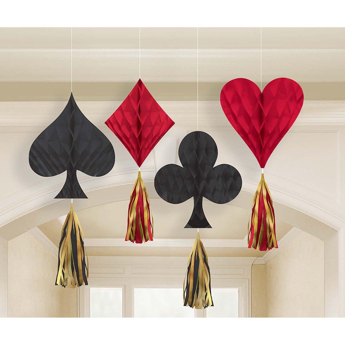 Buy Theme Party Roll The Dice Honeycomb Decorations with Tassels, 4 per Package sold at Party Expert