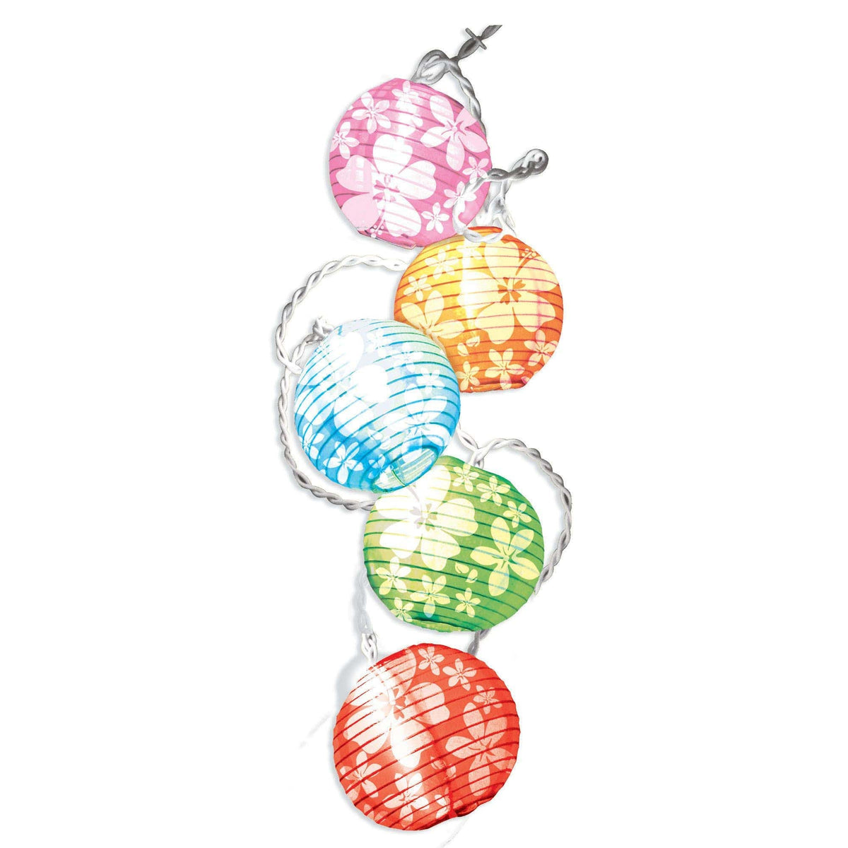AMSCAN CA Theme Party Round Latern Light Set with Flowers, 11 x 9 Inches, 1 Count