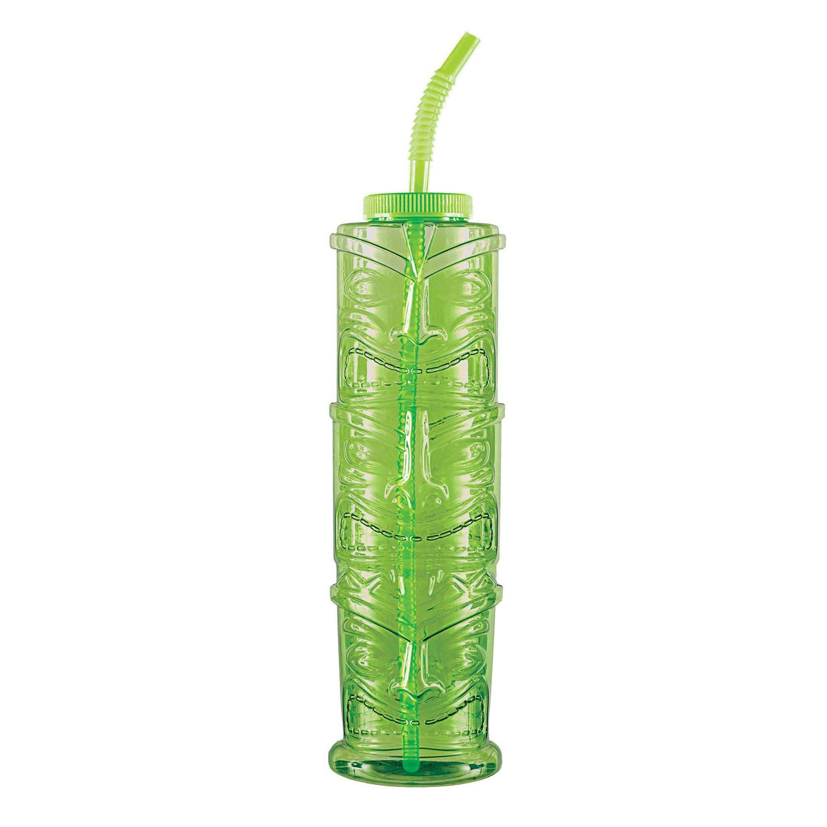 AMSCAN CA Theme Party Vintage Tiki Plastic Totem Green Cup, 50 Oz, 1 Count