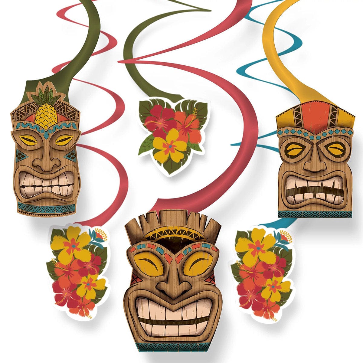 AMSCAN CA Theme Party Vintage Tiki Swirl Decoration Kit, 30 Count