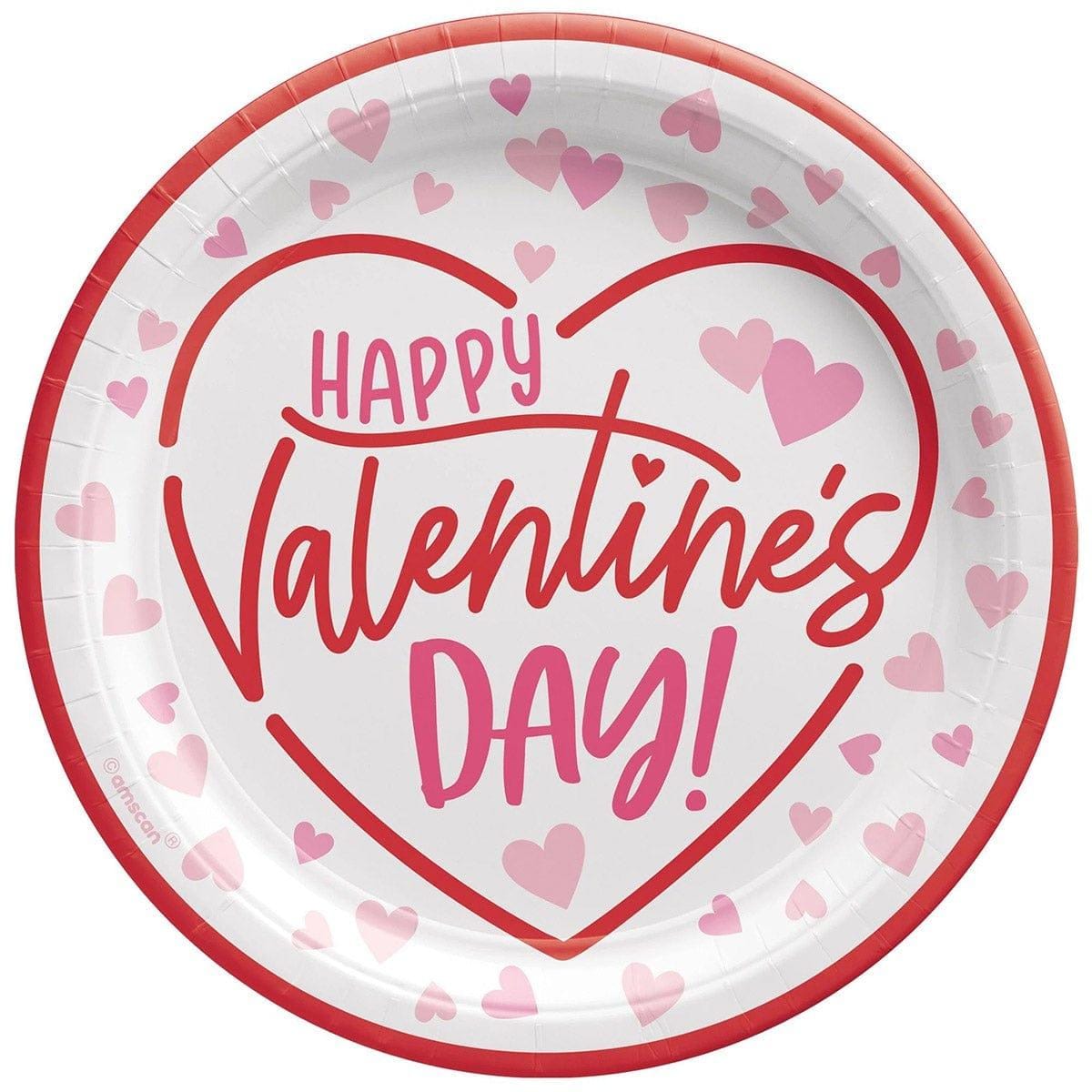 AMSCAN CA Valentine's Day Cross My Heart Dinner Plates, 9 inches, 8 Count