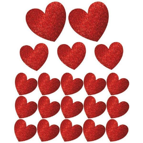 Buy Valentine's Day Heart Cutouts On Glitter Paper 20/pkg. sold at Party Expert