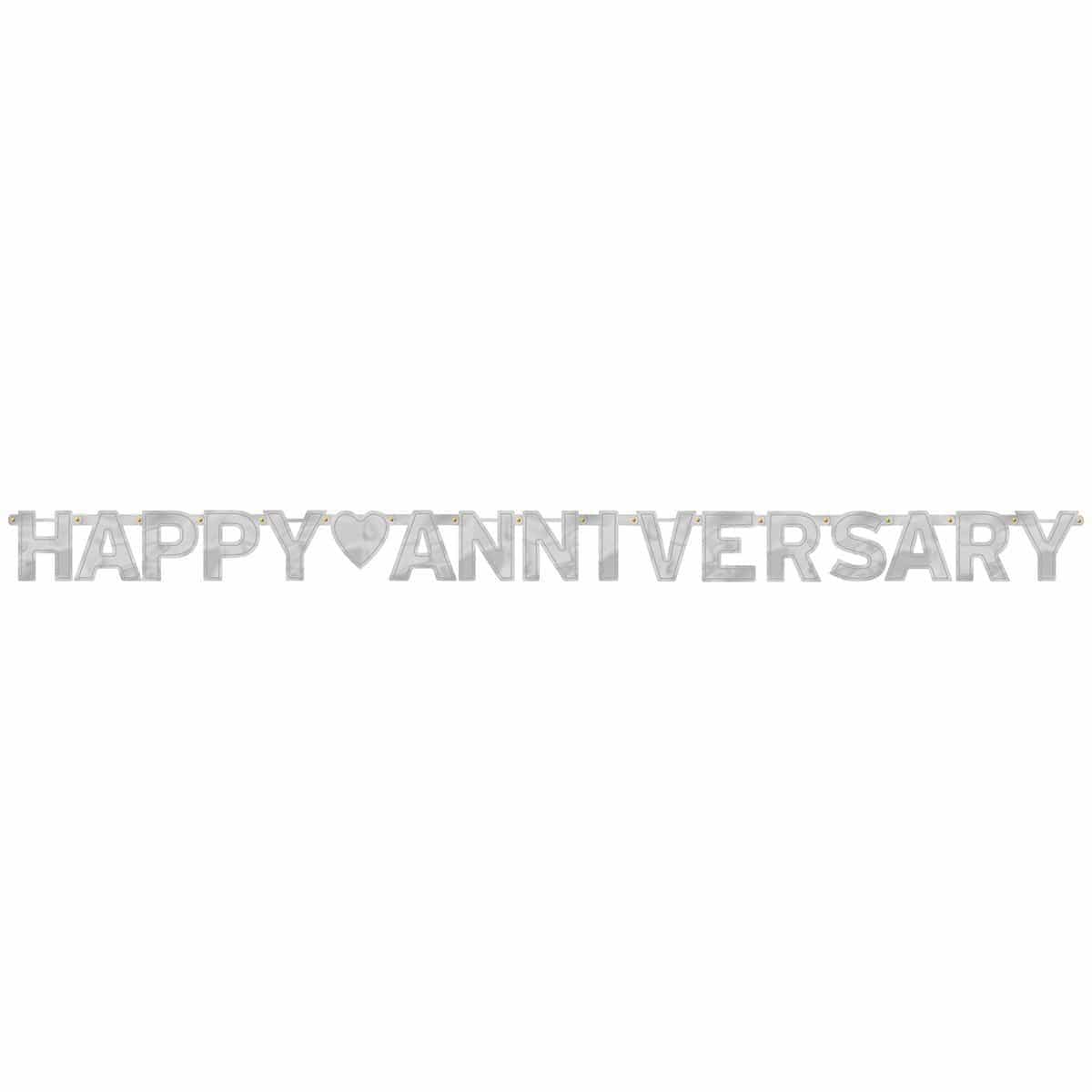 Buy Wedding Anniversary Happy Anniversary silver foil letter banner sold at Party Expert