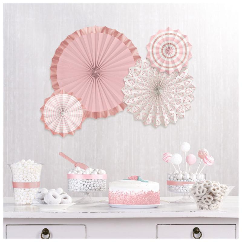 Buy Wedding Blush Wedding - Paper Fans 4/pkg sold at Party Expert