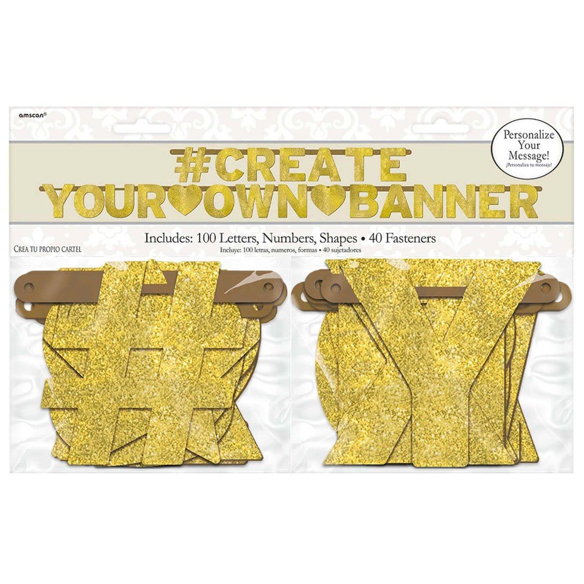 Buy Wedding Customizable Banner - Gold Glitter sold at Party Expert