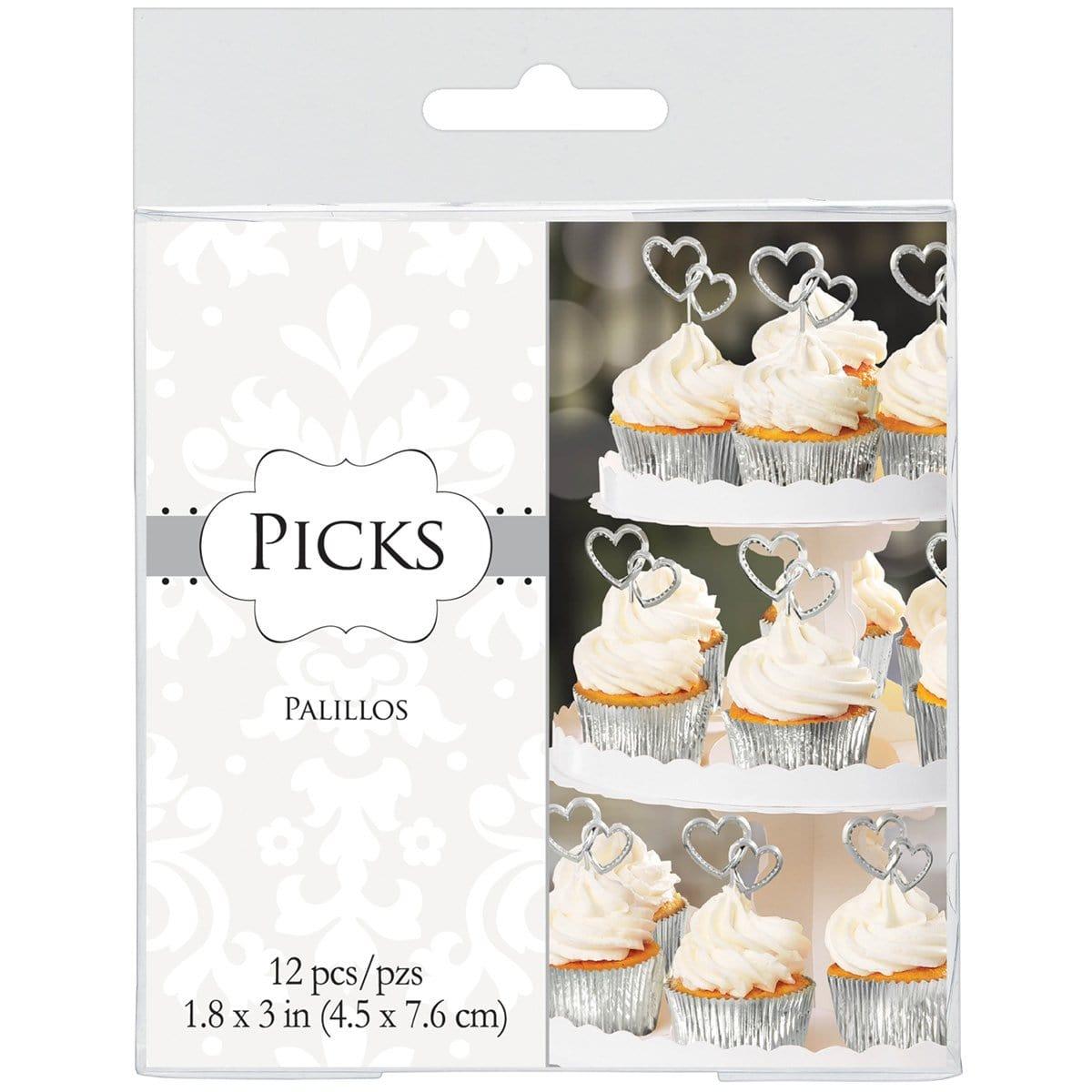 Buy Wedding Heart Picks - Electroplated Plastic 12/Pkg sold at Party Expert