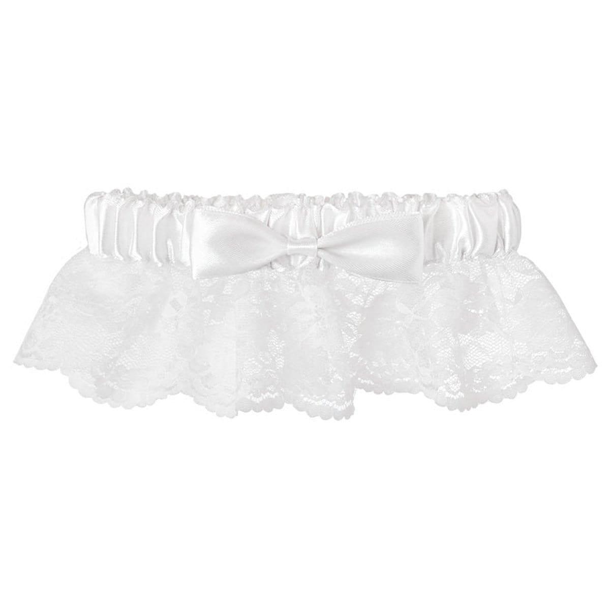 Buy Wedding Lace Garter With White Ribbon - One Size sold at Party Expert