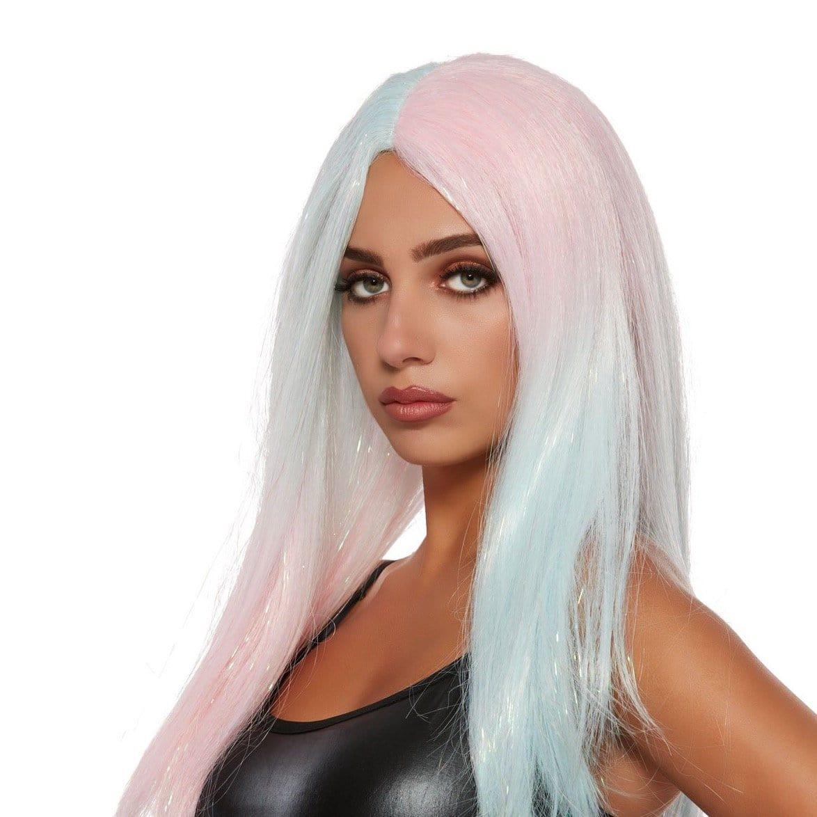 Buy Costume Accessories Blue & Pink Luna Long Straight Wig for Women sold at Party Expert