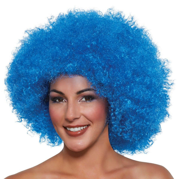 Neon Blue Super Freak Afro Wig for Adults | Party Expert display picture 2