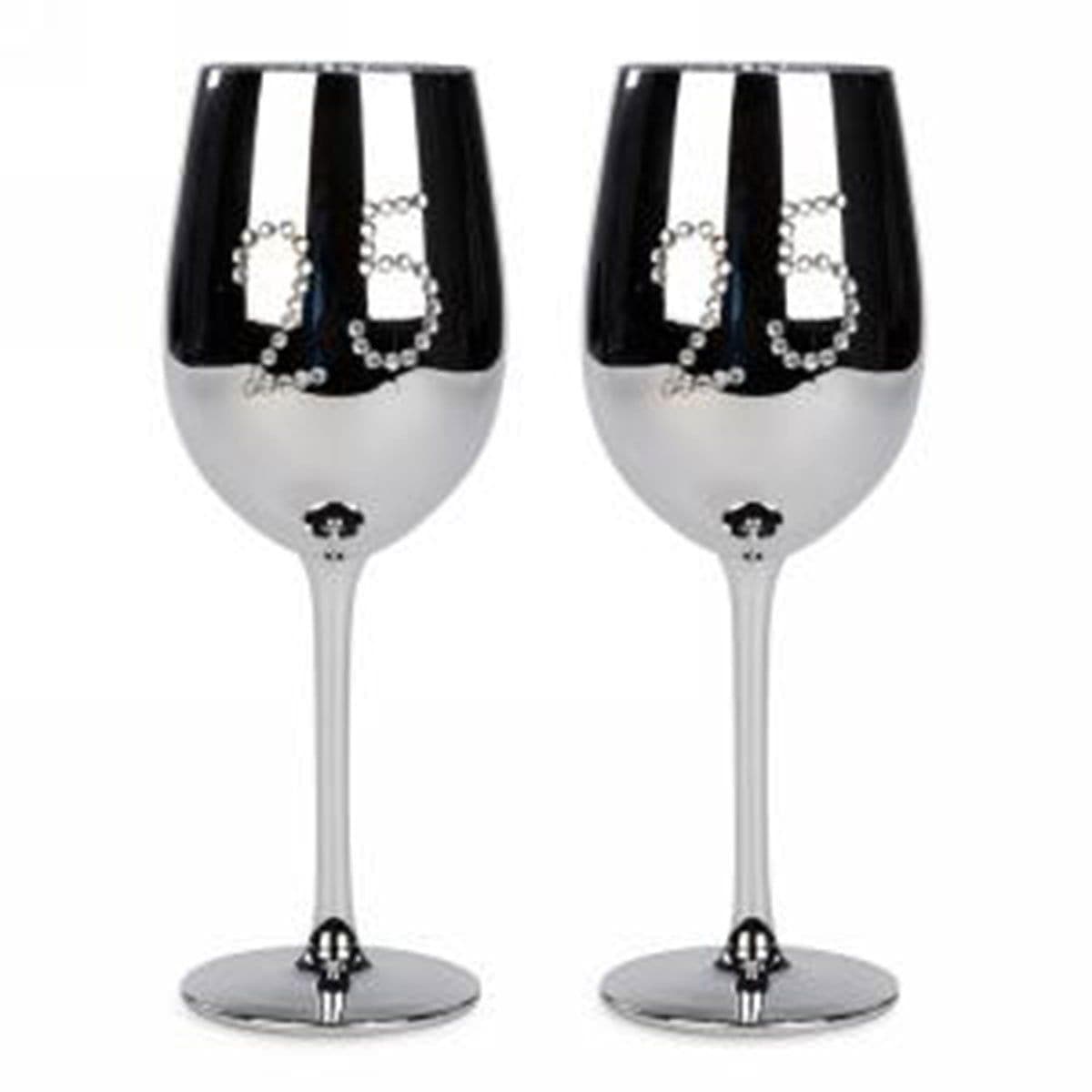 Buy Wedding Anniversary 25th Wedding Anniversary Wine glass Gold Set sold at Party Expert