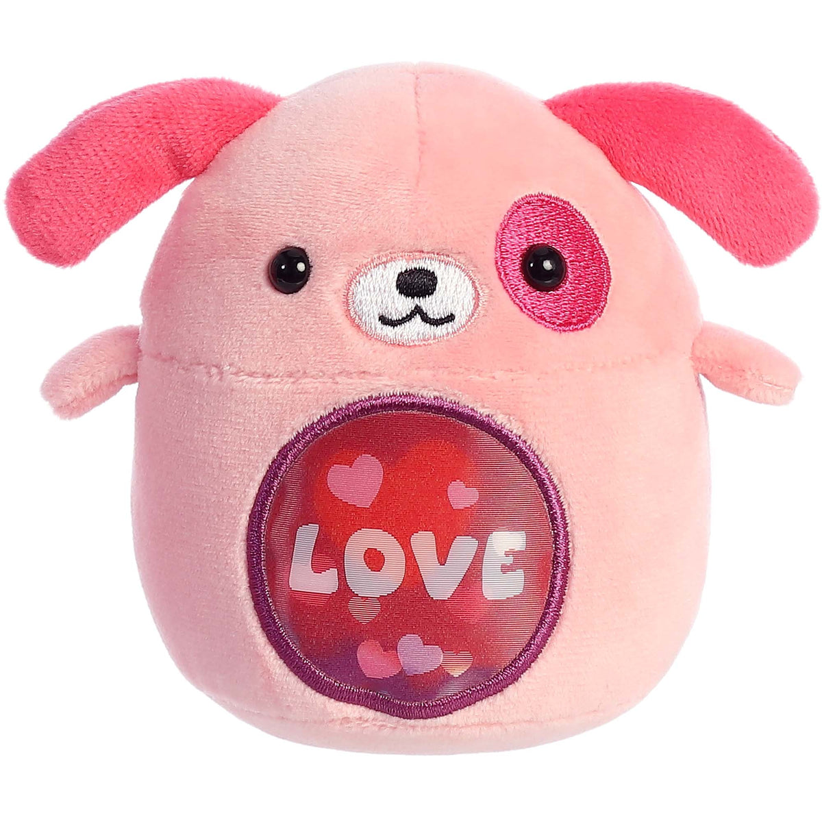 Aurora World Valentine's Day "Love" Pink Dog Plush, 3.5 Inches, 1 Count 092943771093
