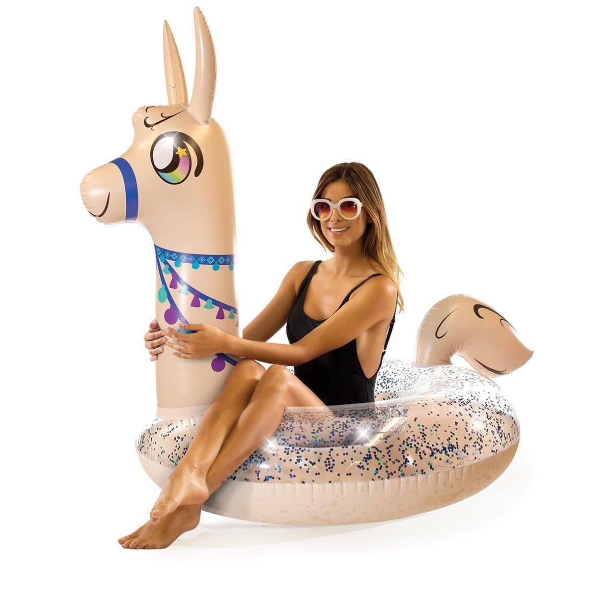 Buy Summer Llama glitter tube pool float, 48 inches sold at Party Expert