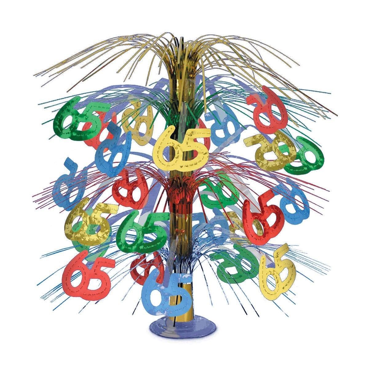 Buy Age Specific Birthday Cascade Centerpiece Multiclr - 65th Birthday 18 In. sold at Party Expert