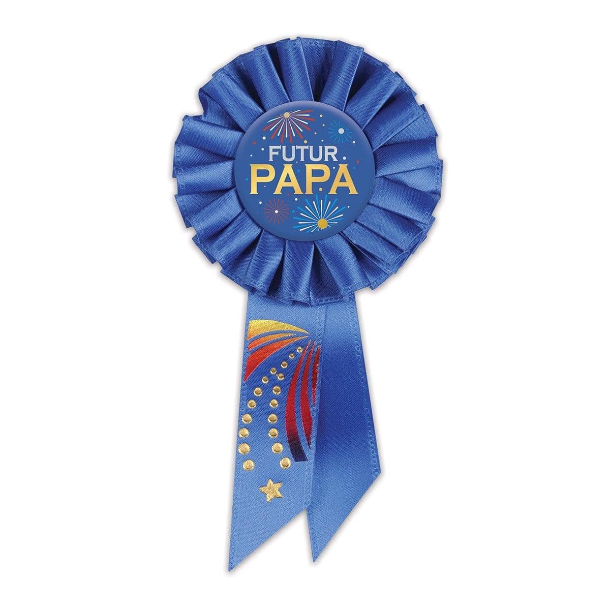 Buy Baby Shower Baby shower blue Futur Papa award ribbon sold at Party Expert